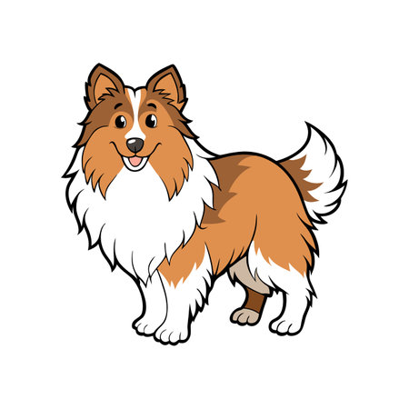 Vibrant Shetland Sheepdog Coloring Design for Kidsのイラスト素材