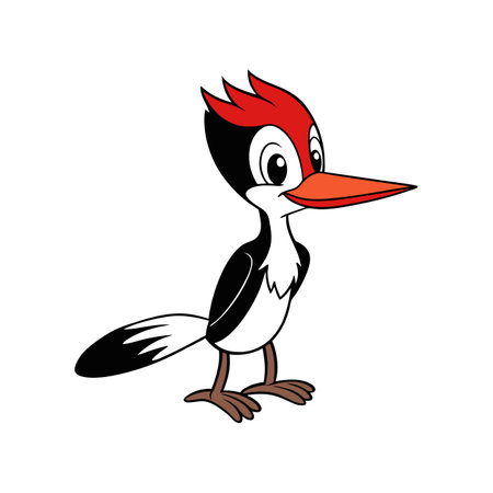 Interactive Woodpecker Animal Coloring Illustration for Kidsのイラスト素材