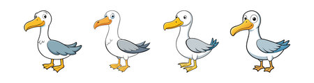 Albatross Coloring Illustration with Outlineのイラスト素材