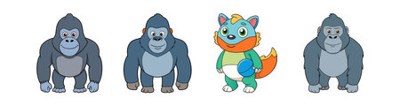 Charming Goriball Animal Illustration for Coloringのイラスト素材