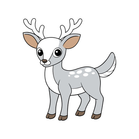 Charming White-tailed Deer Animal Coloring Illustrationのイラスト素材