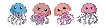 Elegant Jellyfish Animal Coloring Illustrationのイラスト素材