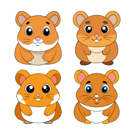 Cute Hamster Coloring Illustration for Kidsのイラスト素材
