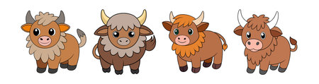 Yak Animal Coloring Illustration for Kids Funのイラスト素材
