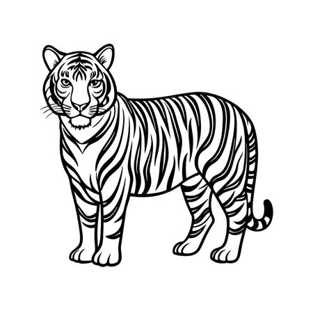 Creative Bengal Tiger Outline Illustrationのイラスト素材