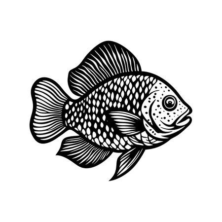 Creative Flowerhorn Cichlid Linocut Arts Activityのイラスト素材