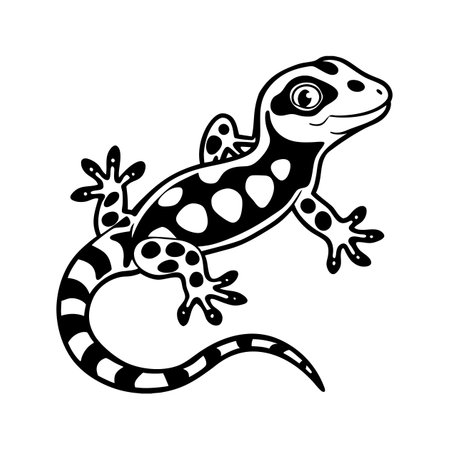 Charming Gecko Animal Linocut Arts Artworkのイラスト素材