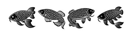 Asian Arowana Intricate Linocut Arts Pageのイラスト素材