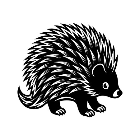 Engaging Porcupine Linocut Arts Illustrationのイラスト素材