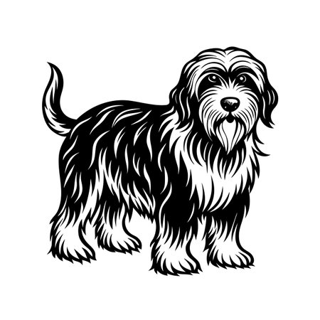 Charming Otterhound Animal Linocut Arts Designのイラスト素材