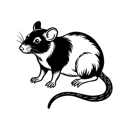 Engaging Rat Linocut Arts Templateのイラスト素材