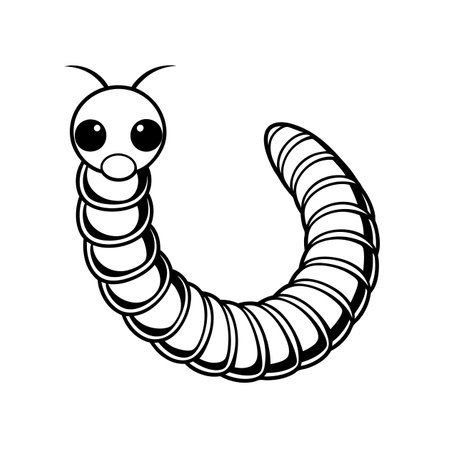 Worm Animal Linocut Arts Illustration for Kids Fun