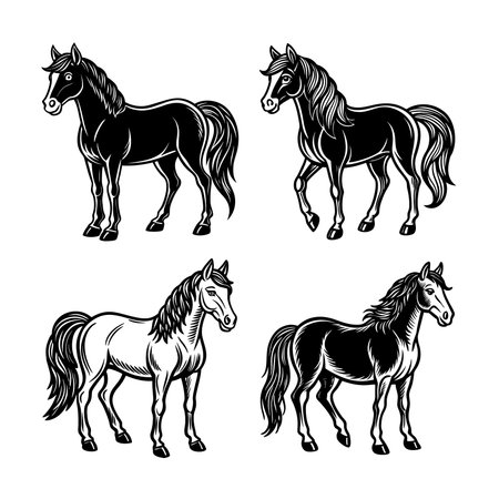 Fun Horse Linocut Arts Activityのイラスト素材