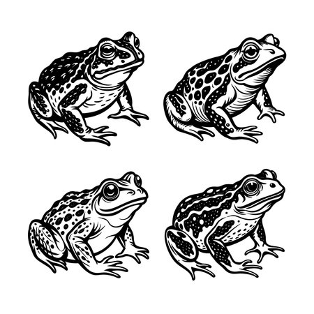 Toad Animal Linocut Arts Illustration for Kids Funのイラスト素材