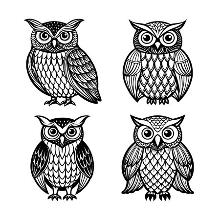 Charming Owl Animal Illustrationのイラスト素材