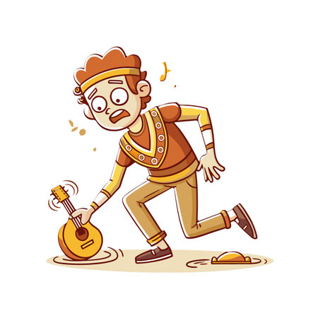 Dynamic Busking Illustration of a Young Manのイラスト素材