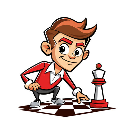 Strategic Young Man Playing Chessのイラスト素材