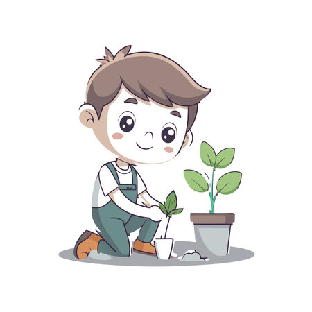 Sleepy Cute Boy Traveling Illustrationのイラスト素材