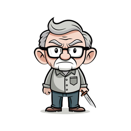 Dynamic Old Man Genealogy Illustrationのイラスト素材
