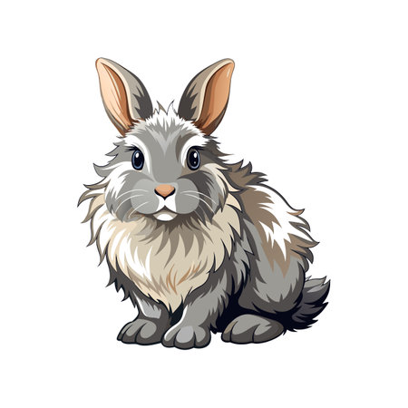 Playful Angora Rabbit in a Colorful Gardenのイラスト素材