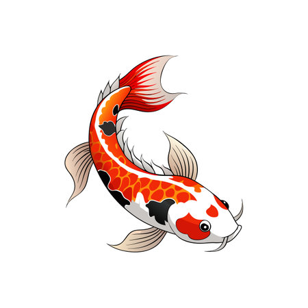 Vibrant Koi Fish in Scenic Environmentのイラスト素材