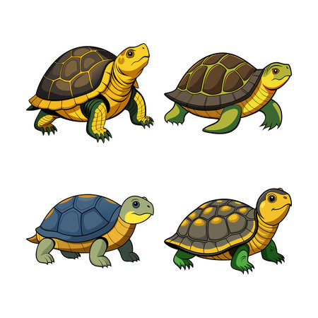 Charming Blanding's Turtle Color Illustrationのイラスト素材