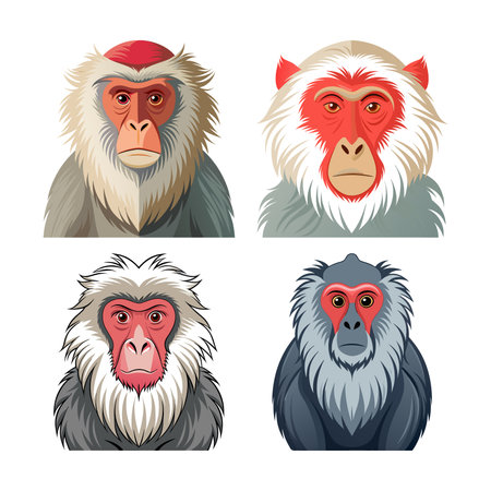 Majestic Japanese Macaque Color Illustrationのイラスト素材