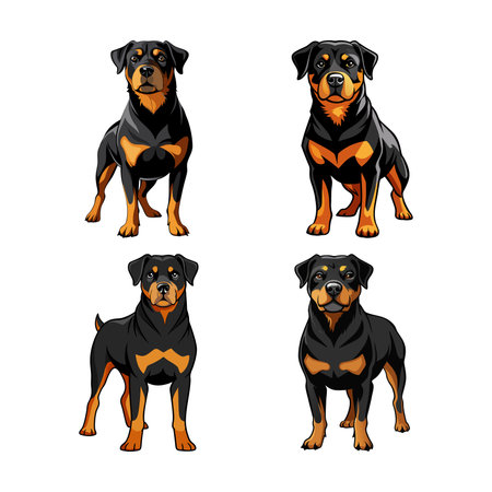 Realistic Rottweiler Color Illustrationのイラスト素材