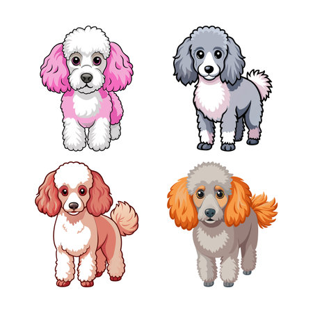 Charming Poodle in Natural Habitatのイラスト素材