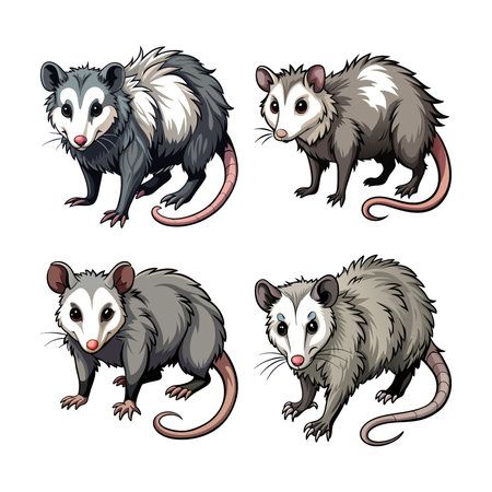 Charming Opossum Color Illustrationのイラスト素材