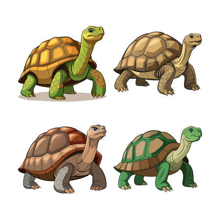 Tortoise vector set. Cartoon illustration of turtle vector set.のイラスト素材