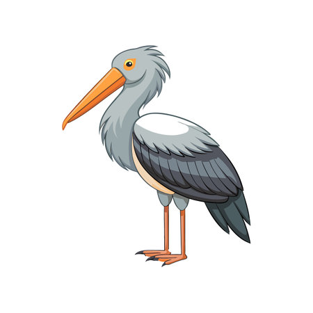 Stunning Asian Openbill Bird Colorful Illustrationのイラスト素材