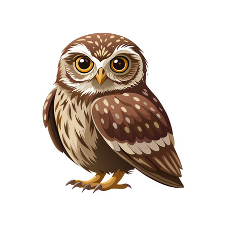 Stunning Asian Barred Owlet Bird Colorful Illustrationのイラスト素材