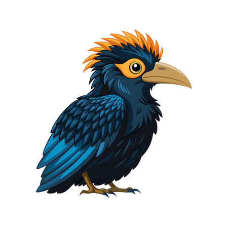 Realistic Bare-Necked Umbrellabird Illustrationのイラスト素材