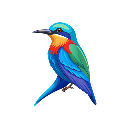 Vibrant Blue-bearded Bee-eater Bird Detailed Illustrationのイラスト素材