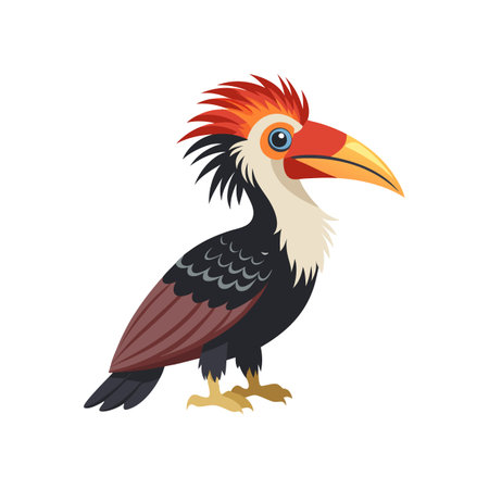 Realistic Blyth's Hornbill Illustrationのイラスト素材