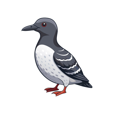 Vivid Marbled Murrelet Bird Designのイラスト素材