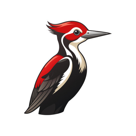 Dendrocopos major. Woodpecker. Vector illustrationのイラスト素材