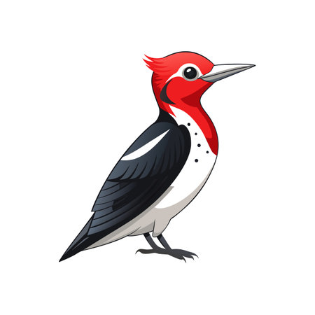 Red-Headed Woodpecker Bird Colorful Artworkのイラスト素材
