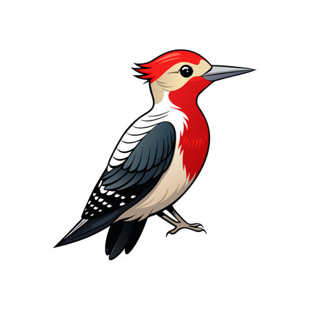 Vivid Red-Bellied Woodpecker Bird Designのイラスト素材