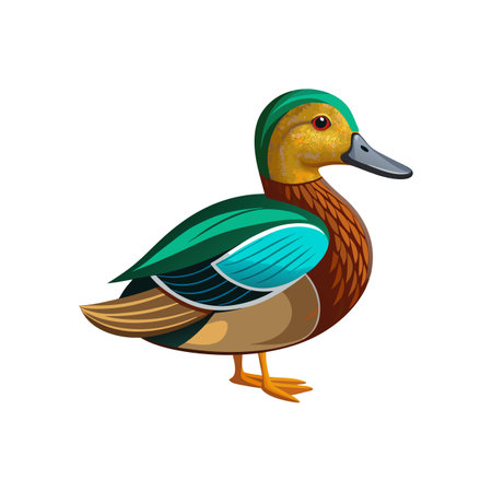 Realistic Green-Winged Teal Bird Illustrationのイラスト素材