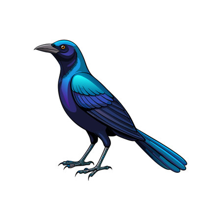Vivid Common Grackle Bird Designのイラスト素材