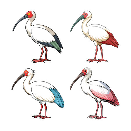 Elegant Black-Faced Spoonbill Bird Artworkのイラスト素材
