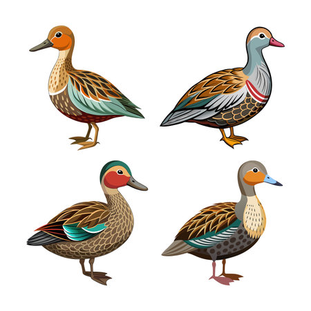 Cape Teal Bird Realistic Illustrationのイラスト素材