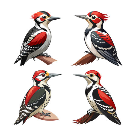 Realistic Nuttall's Woodpecker Bird Illustrationのイラスト素材