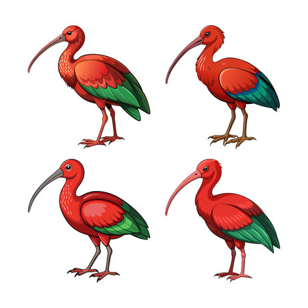 Glossy Ibis Bird Realistic Illustrationのイラスト素材
