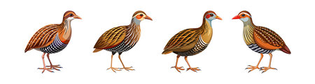 Realistic Brown-banded Rail Bird Illustrationのイラスト素材