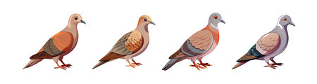 Cape Turtle Dove Bird Colorful Illustrationのイラスト素材
