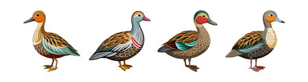 Cape Teal Bird Realistic Illustrationのイラスト素材