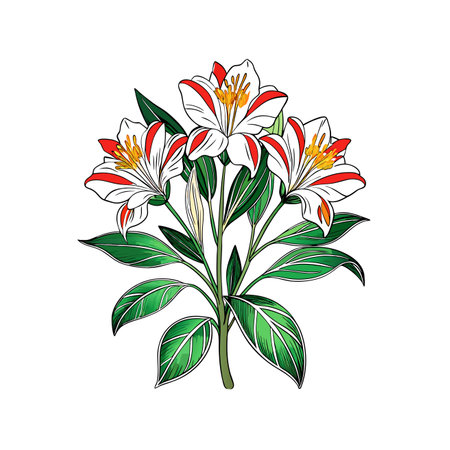 Bold Alstromeria Houseplant Illustrationのイラスト素材